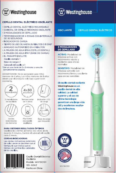 Westinghouse cepillo dientes eléctrico verde recargable WHTBO10