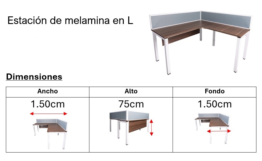 Escritorio metálico en L