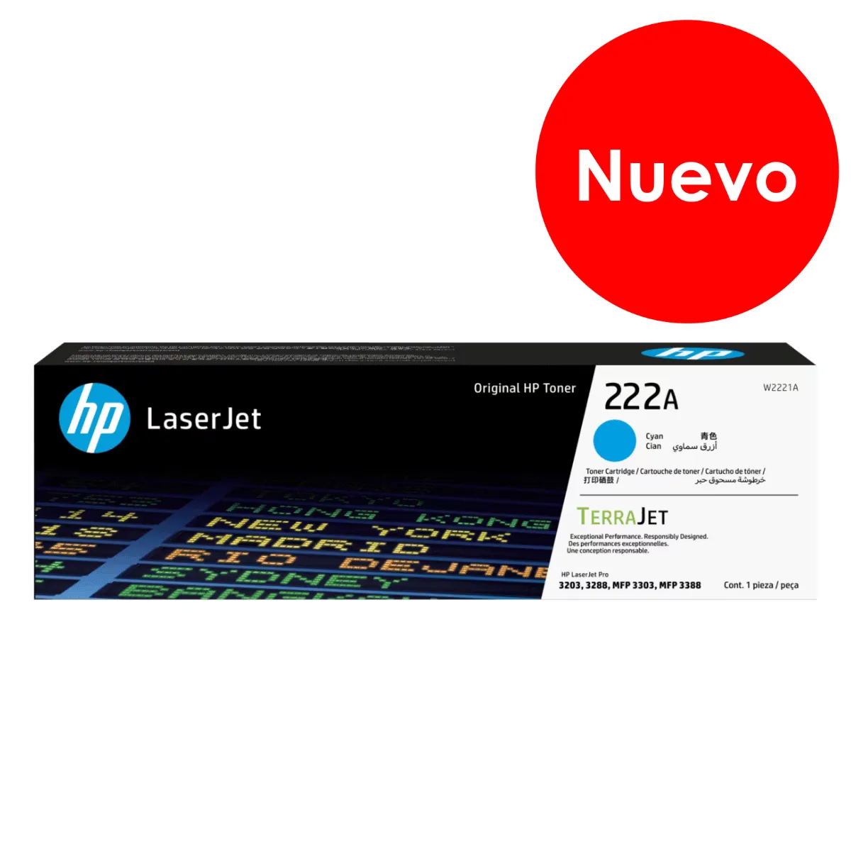 HP toner cyan 222A W2221A - 1