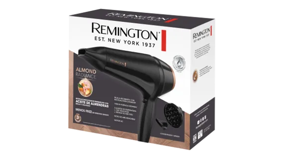 Remington secadora de cabello ceramica aceite almendras radiante 1900w negro D12AA-110F - 2