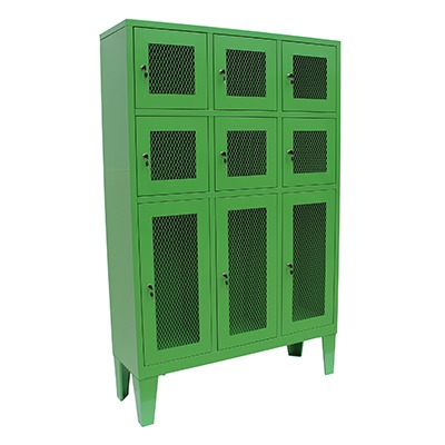 [MR-LK-21] Locker metálico de 9 puertas o espacios color verde