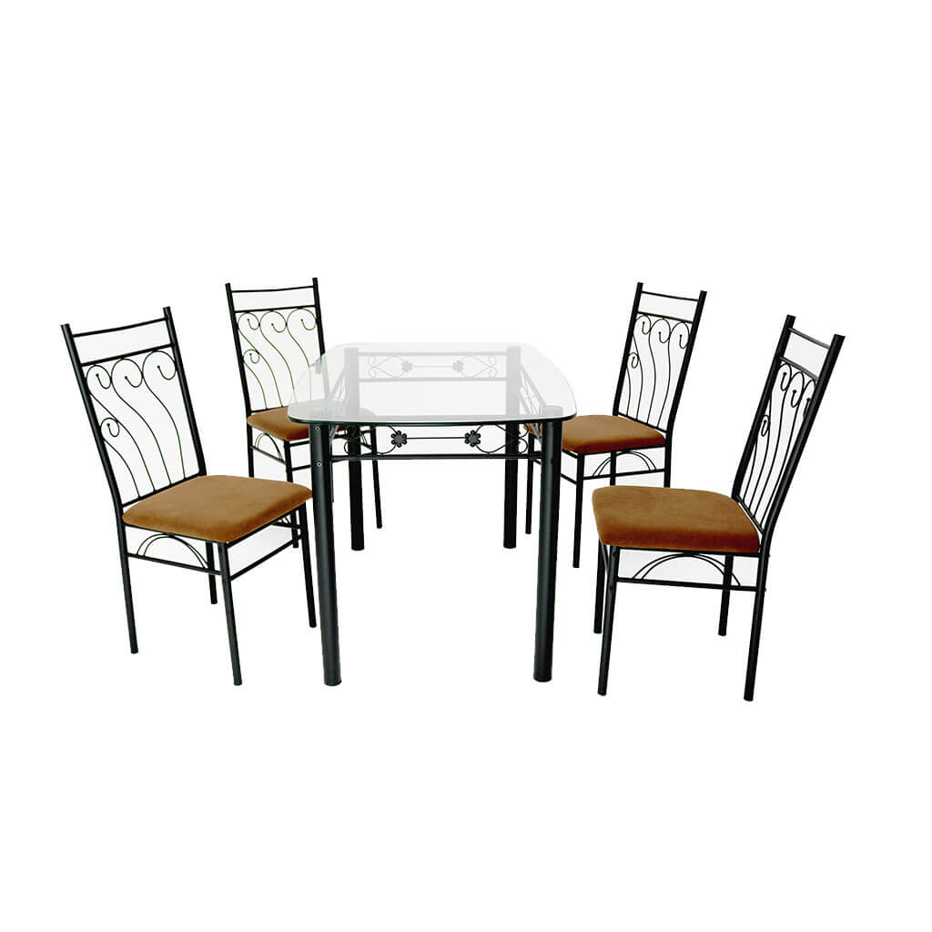 [TK-CM-01] COMEDOR 4 SILLAS METAL/VIDRIO