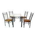 COMEDOR 4 SILLAS METAL/VIDRIO