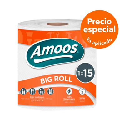 Amoos toalla mayordomo big roll doble hoja 364h paq 6 und J629108.3