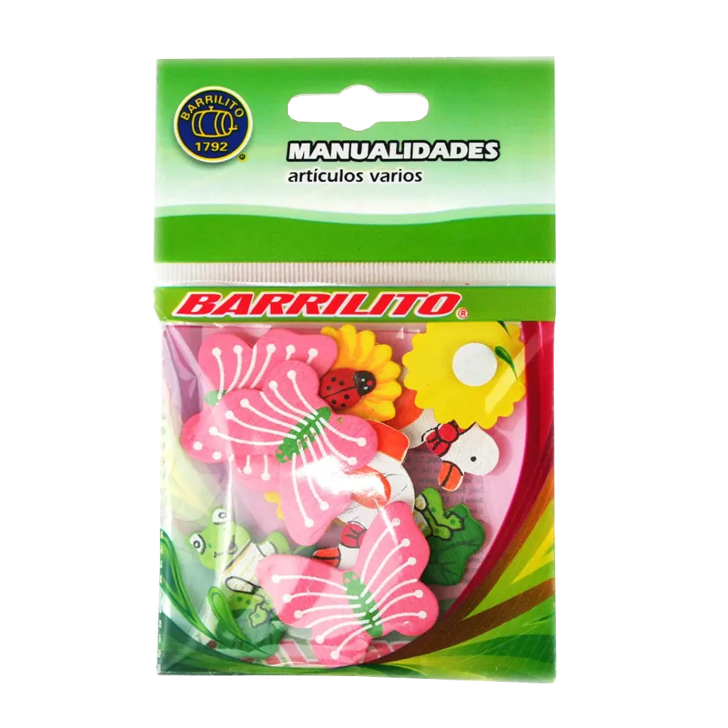 [DTF-BA00393] Barrilito calcomania de madera flores e insectos ws004 10 piezas