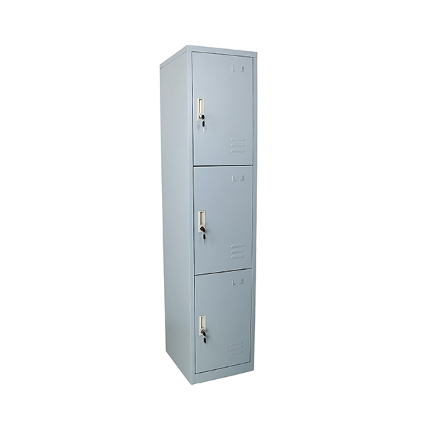 Locker metálico de 3 puertas con cerradura y ventilación