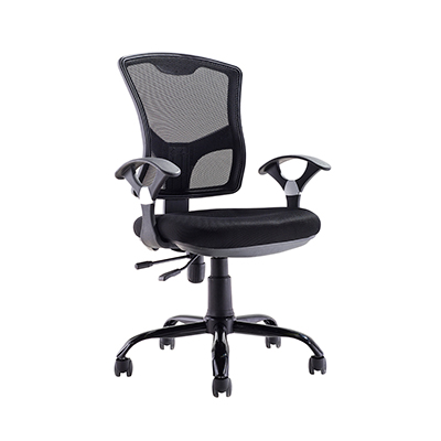 [MR-SI-107-N] Silla de oficina Secretarial respaldar en malla con brazos (Negro)