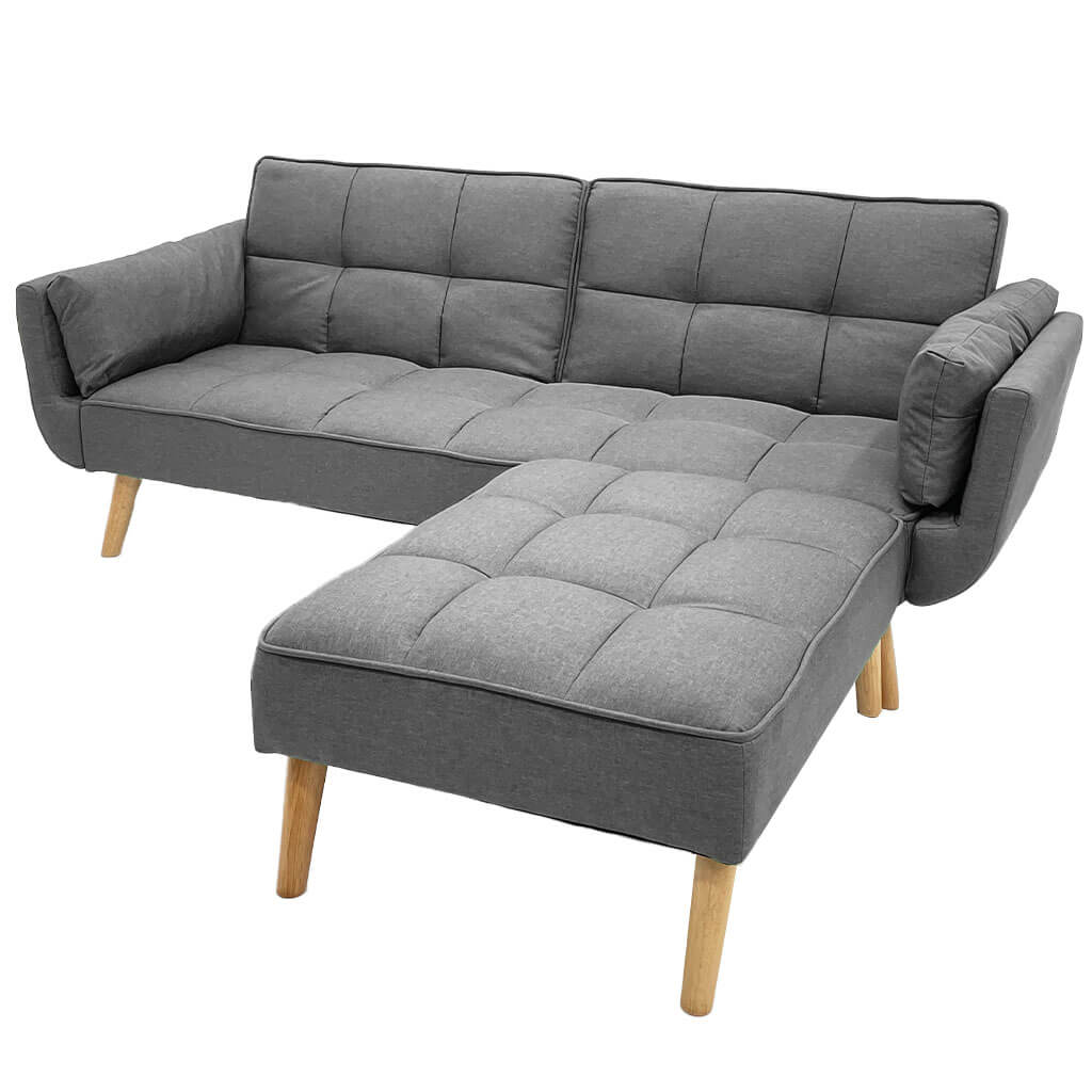 SOFÁ CAMA C/PIECERO TELA LINO GRIS
