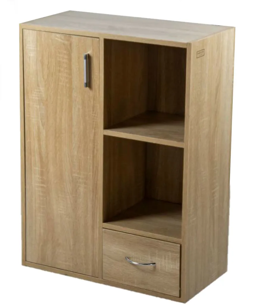 Kenneth Cole librero 1 puerta 1 gaveta 2 cubos roble- An 60 x Al 80 x Pr 30 cm-KCWD20220513-O