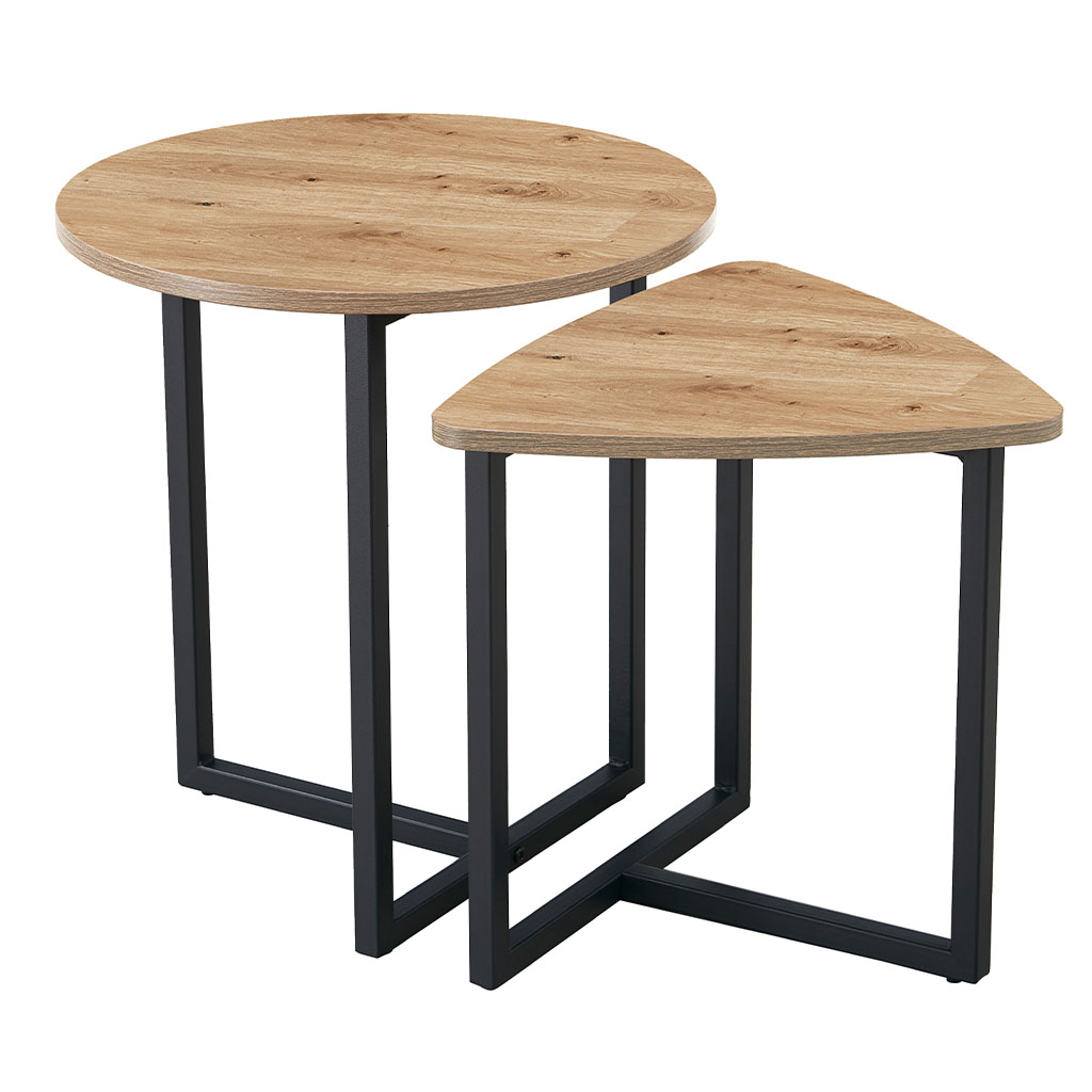 [TK-MS-50] SET 2 MESAS LATERALES 45CMX45CMX48CM NATURAL