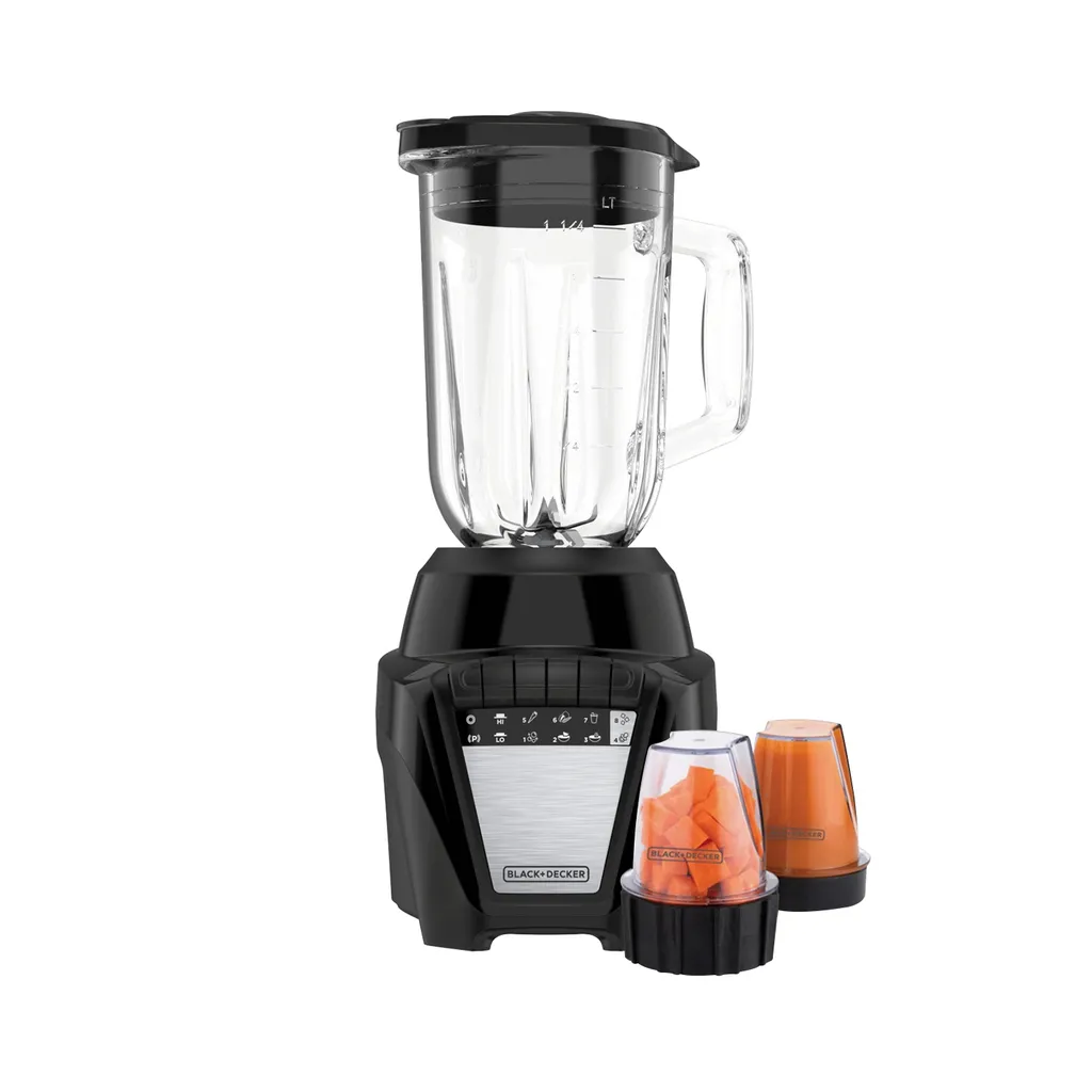 Black + Decker licuadora 8 veloc vidrio 1.25L + 2 contendores ice crush negra - BL0876-4BDLA