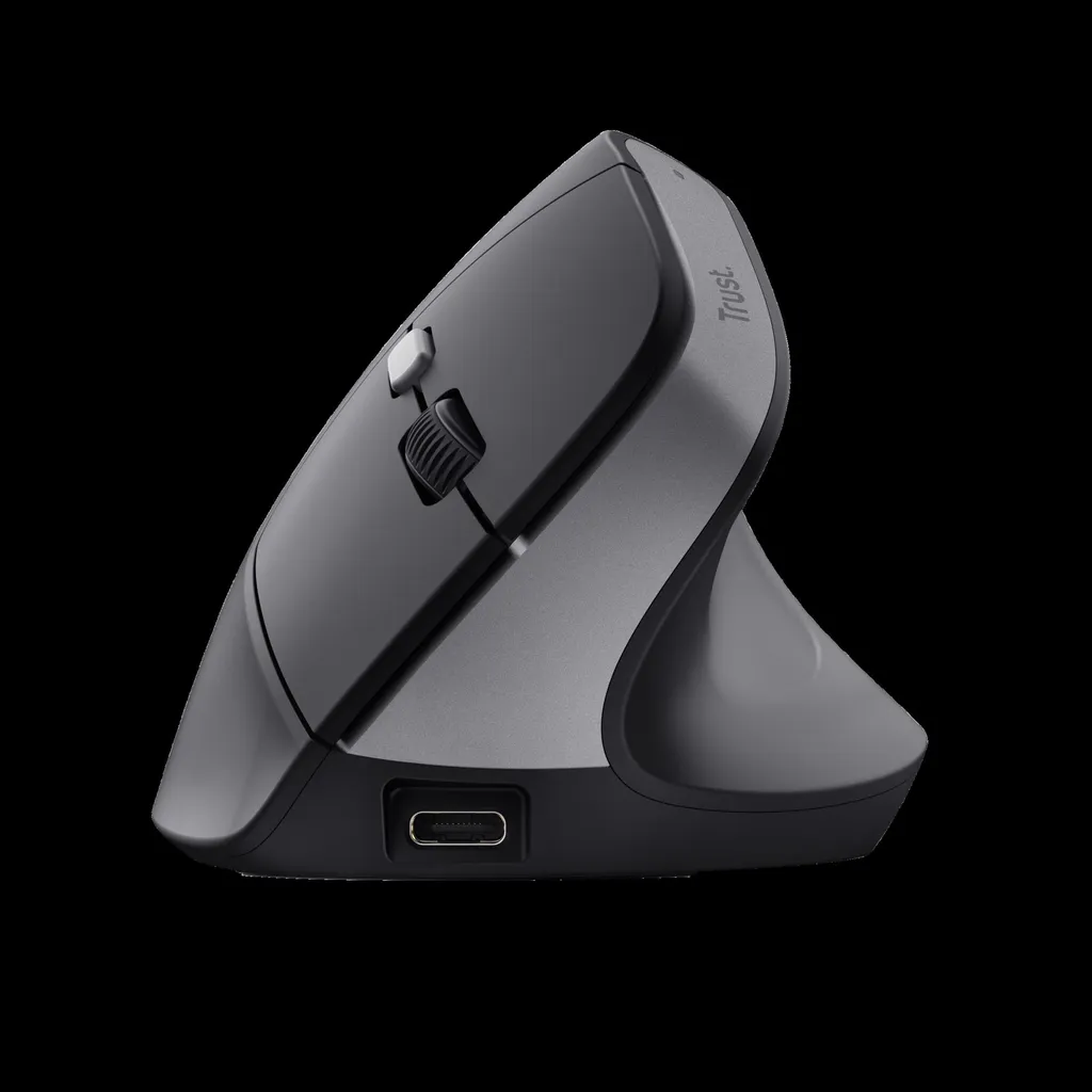 Trust mouse ergononico color negro inalambrico y recargable - 25145