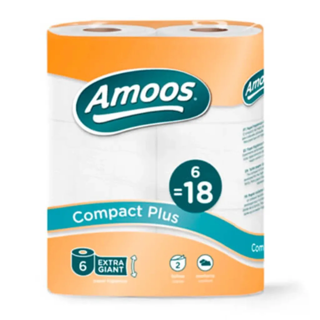 Amoos papel higienico compac pluss 400 hojas dobles paq 6 rollos bulto 7 paq - H624828