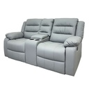 SOFA DOBLE CON CONSOLA RECLINABLE VINILO ANTIRAYAUDURAS GRIS