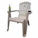 SILLA PLASTICA C/PORTA VASOS TAUPE