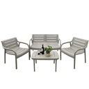 SALA 2-1-1+MESA PLASTICA TAUPE