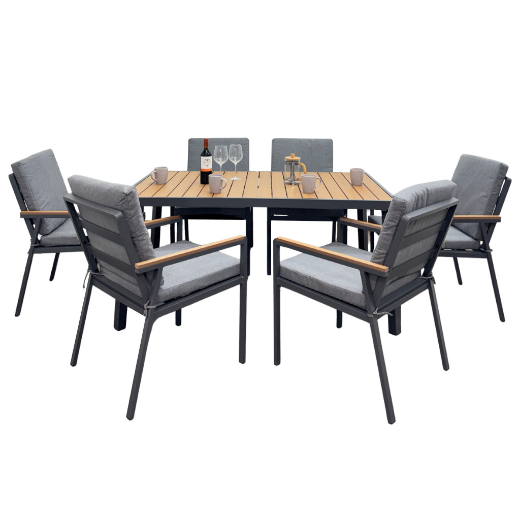 COMEDOR 6 SILLAS ALUMINIO