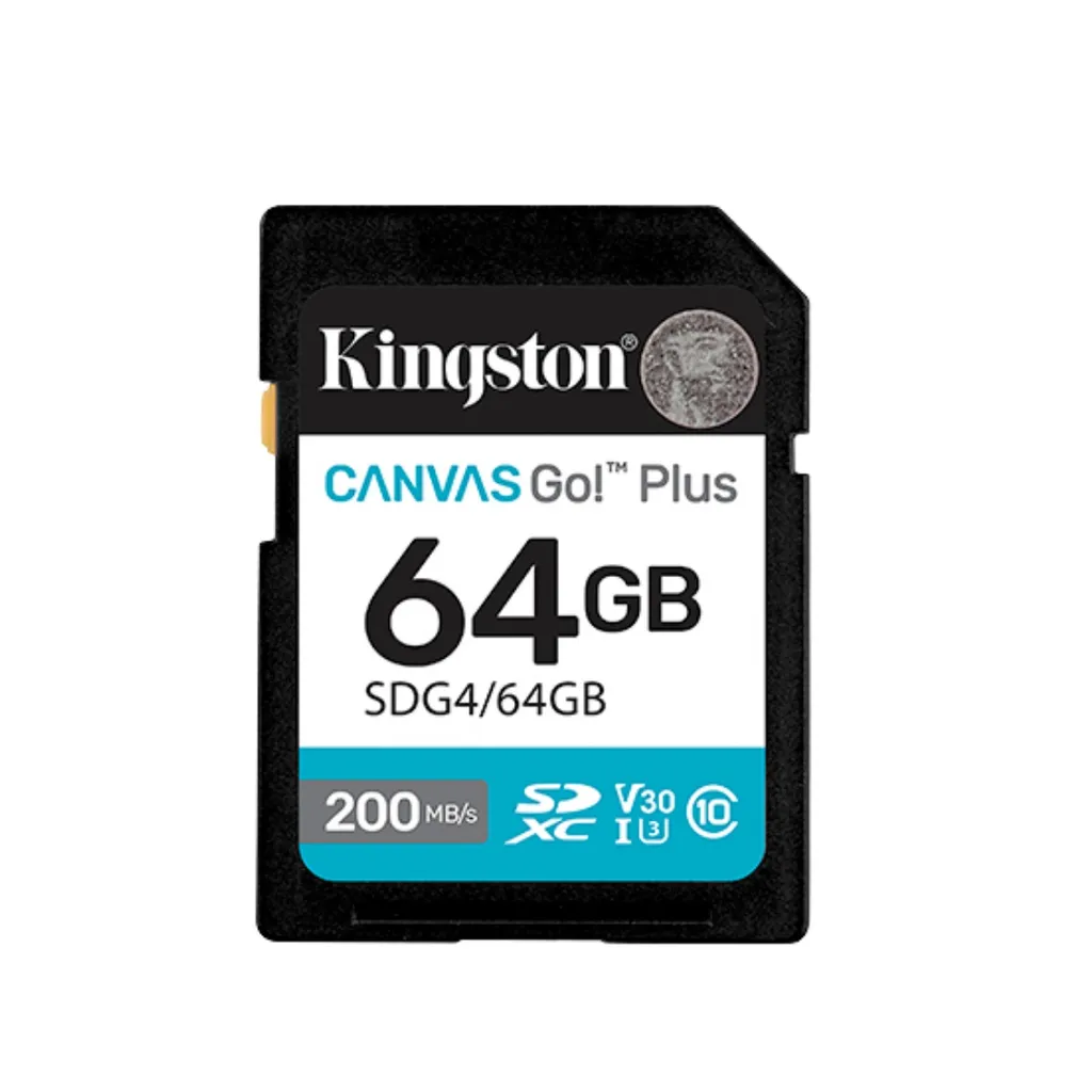 Kingston tarjeta de memoria sd canvas go plus 200 mbs para DSLRs, camaras milc y video 4K-SDG4/64GB