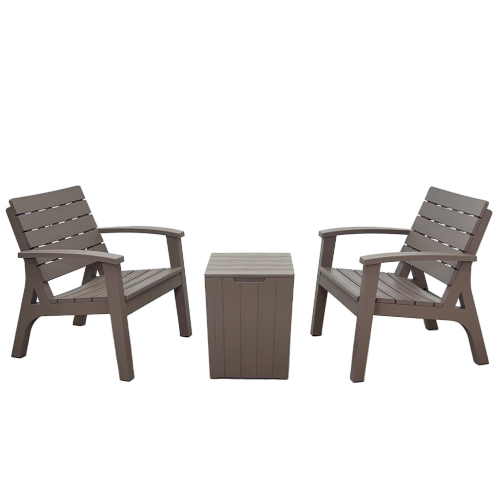 [TK-SF-85] 2 SILLAS+MESA PLASTICA MARRON CHOCOTERRA