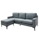 SOFA EN L CUERO SINTETICO GRIS