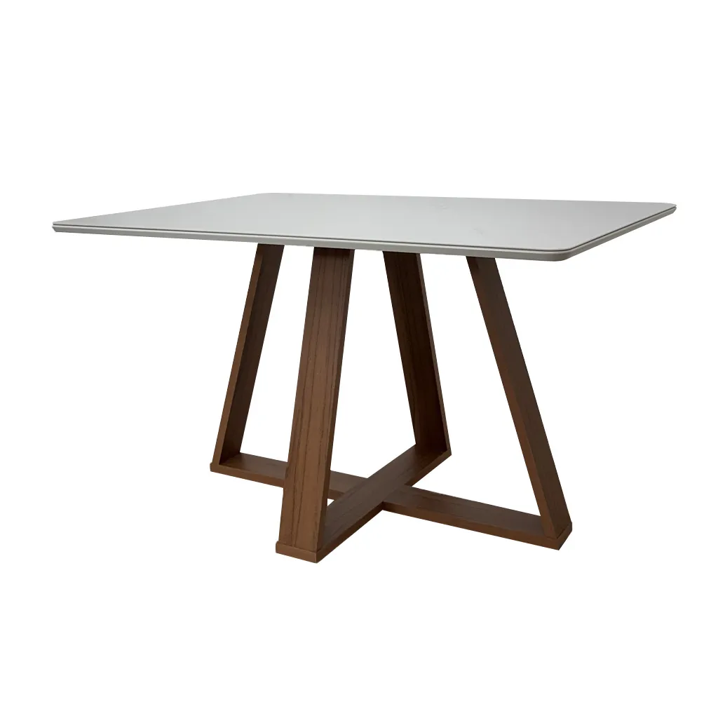 MESA COMEDOR 135CM C/VIDRO CANELA