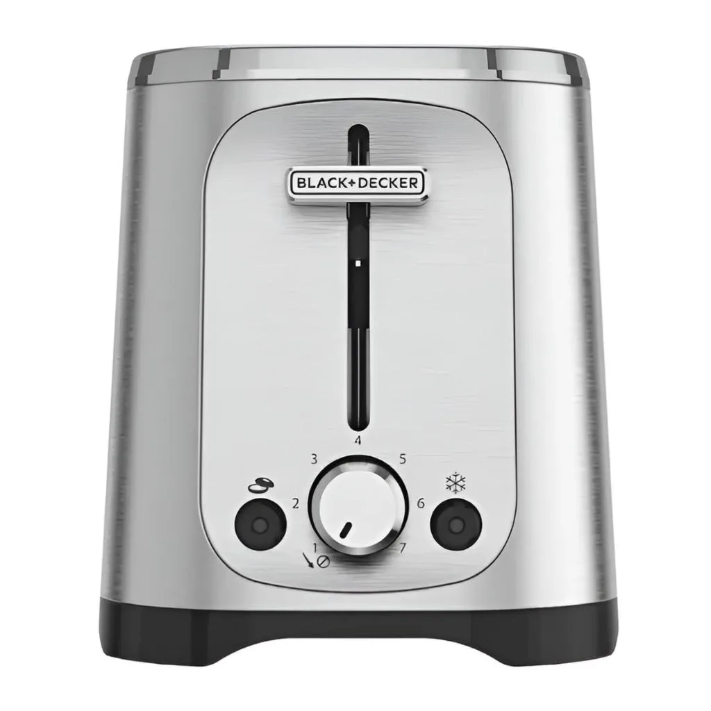 Black + Decker tostador de pan 2 rebanadas 7 niveles plateada - TR1227-0SDLA